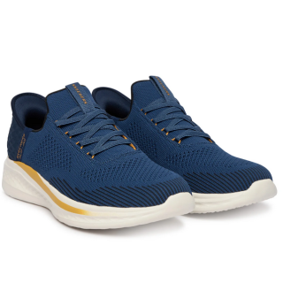 Buty męskie Skechers Slade Quinto 210810-BLU niebieskie | Butys.pl